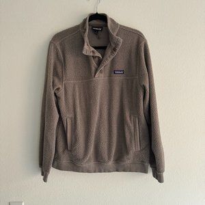 Patagonia Beige Shearling Button Pullover Fleece Men's Size Medium